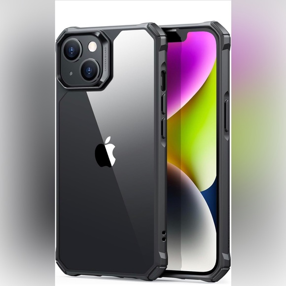 iPhone 14 Plus Black Case, Military Grade Protection, Shockproof Clear Black - Picture 1 of 6